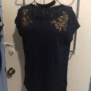 LOFT t-shirt with golden sequin embroidered